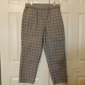 LANDS’ END Mid Rise Chino Ankle Pants Gray/Black, Orange Plaid Womens Size 12